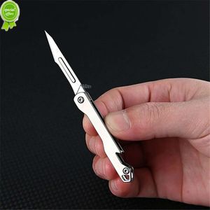 Stainless Steel Folding Knife Sharp Art Paper Cutting Knife Replaceable Blade Portable Keychain Unpacking Express Delivery Knife