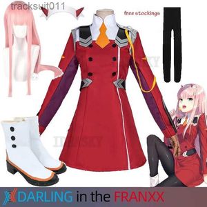 Anime costumes game älskling i franxx noll två cosplay kommer klänning 02 cosplay come women cosplay sexig klänning pannband peruk skor l231027