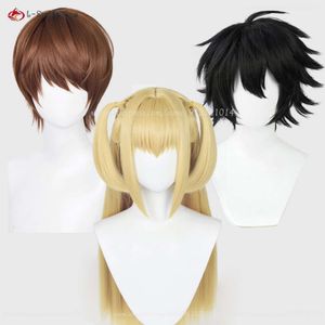 キャットスーツコスチュームアニメの死のメモMISA AMANE L.LAWLIET YAGAMI LIGHT耐熱性合成髪MISAMISA L COSPLAY WIGS + WIG CAP