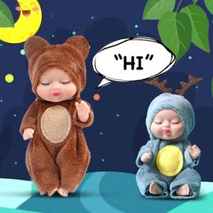 Dolls 11cm Cute Simulation Baby Sleeping Doll Rebirth Soothe Toy Plastic Kawaii Girl Toys Figurines Craft Home Decoration 231026