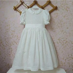 Abiti da ragazza 0-12 anni Abito da ballo principessa Lolita vintage in cotone bianco estivo per bambini per le vacanze di compleanno Battesimo Eid