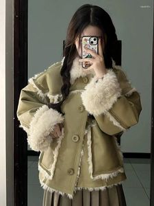 Jaquetas femininas elegantes casaco botões mulheres inverno grosso quente macio lã jaqueta bolso outerwear casaco fino maré japão e coreia do sul