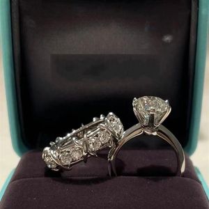 2022 Top Verkauf Trauringe Klassische Sechs Klaue Einfacher Modeschmuck 925 Sterling Silber Goldfüllung Rundschliff Moissanit Diamant E173V