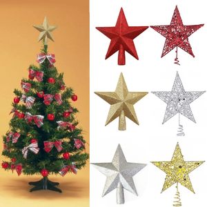 Decorações de Natal 20/15cm Árvore Topper Estrela Ouro Glitter Ferro Vermelho Sliver Estrelas Feliz Natal Enfeites 231027