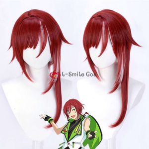 Trajes de catsuit jogo es conjunto estrelas sakasaki natsume vermelho escuro curto cosplay perucas resistente ao calor cabelo sintético anime festa + peruca boné