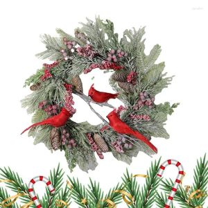 Decorative Flowers Christmas Wreaths Artificial Rattan Garland Knob Hanger Large Hangable Red Berry Wreath For Wall Farmhouse Year Home