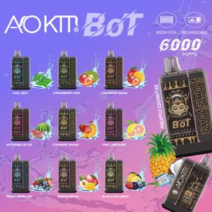 E-cigarros descartáveis Vape Pen Pré-cheio 15ml Cartucho Pods 550mAh Bateria Recarregada Vaporizadores eCigs Starter Kit Aokit BoT 6000puffs