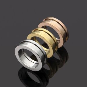 Europe America Fashion Style Lady Women Titanium Steel Graved B Initialer Groove Gear Rings US6-US9 3 Color284w