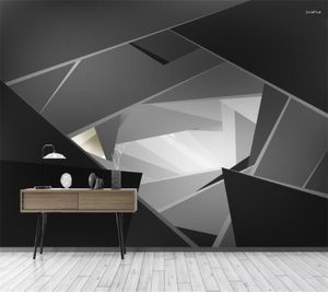 Bakgrundsbilder Wellyu Custom Mural Modern Minimalist Black and White Lattice Geometric Living Room Bakgrund Badrum Bakgrund