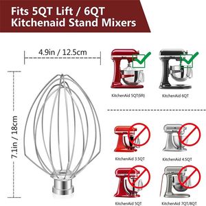 Äggverktyg 5Q 6Q Trådpiskfästning för Tilthead Stand Mixer Rostfritt stål Kräm Stirrer Mjölkaka Ballong Visp 231026