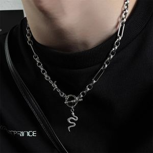 Japan/Sydkorea Ins Cold Dark Wind Snake Pendant Lång päls kedja skarvad halsband för män och kvinnor punk hiphop mode charm