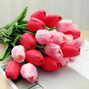 Fiori decorativi 10 pezzi tulipani artificiali fiori finti decorazioni finte veri tocchi bouquet da sposa da sposa oggetti di scena
