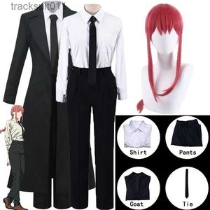 Anime Costumes Makima Cosplay Come Anime Chains Man Makima Cosplay Comes Wig Trench Shirt Tie Pants Men Women Suits Halloween Uniform L231027