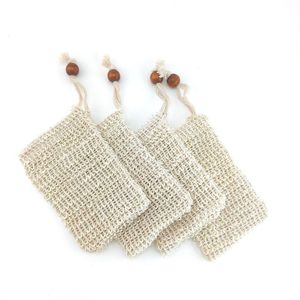 Bath Brushes Sponges Scrubbers Brushes Exfoliating Mesh Bags Pouch For Shower Body Mas Scrubber Natural Organic Ramie Soap Bag Si Dh8Ly
