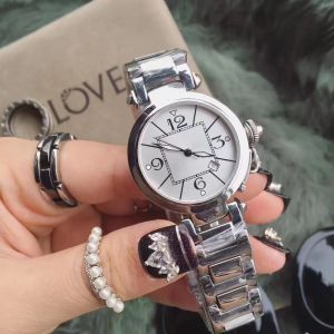 U1 Top AAA 35mm Pasha de W31089M7 Miss Watches White Dial Miyota Quartz Chronograph Mens Watch Sapphire Stopwatch Rostfritt stål Armband HWCR Hello_watch Catstore