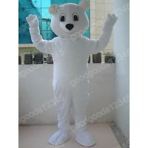 2024 Adult Size White Polar Bear Mascot Costumes Halloween Fancy Party Dress Cartoon Character Carnival Xmas Advertising Birthday Party Costume Unisex Outfit