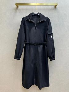 Women's Trench Coats 2023 High-quality Sports And Leisure Style Long Zipper Dress Lapel Waist Loose Solid Color Straight Coat Skirt