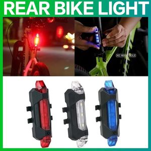 Bike Lights Bicycle waterproof rear tail light LED USB charging mountain bike tail light safety warning light 231027