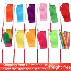 Gymnastic Rings Meters Rhythmic Art Gymnastics Ribbon with Stick Children Dancing Streamers Riband Rod for Gymnastics12Pcs 2 231027