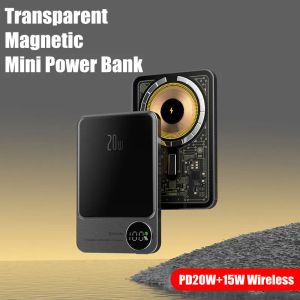 Transparent Magnetic Power Bank PD20W Fast Charge for iphone Xiaomi Samsung External Battery Portable Charger Auxiliary Battery