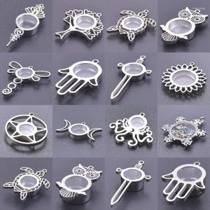 Pendant Necklaces 1Pc Stainless Steel Personalised Yoga Flower Sword Cross Glass Locket Withcraft Moon Star Living Relicario Jewelry