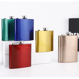 Hip Flasks Colorful Stainless Steel Small Wine Pot Black White Gold 6oz Portable Flask Alcohol Drinking Pocket Bottle Outdoor Camping