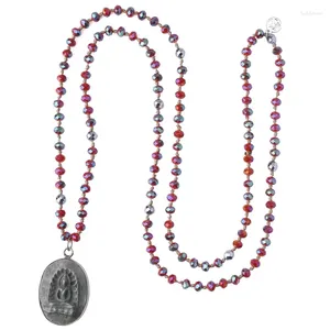 Colares Pingente KELITCH Cor Vermelha Yoga Buda Y-Em Forma de Pedra Natural Beads Declaração Pulseiras Mala Jóias