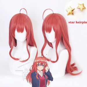 Catsuit costumes de kvintessentiella kvintuplarna nakano ituki cosplay länge med stjärn hårnålar anime roll play hår peruker + gratis peruk cap cap