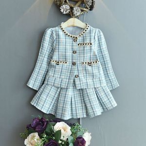 Stupimento per piccoli fragranze per bambini per bambini Autumn Autunno New Children Long Ploid Top + Skirt Swice Set