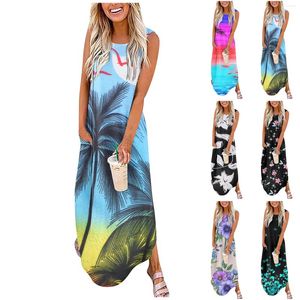 Vestidos casuais vestido para mulheres 2023 moda confortável floral flor impressa magro solto verão longo festa vestidos