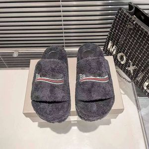 Designer shoes balencaga Furry Platform Sandal High plush slippers women wearing embroidered letters elevated cotton slippers Furry Slide JNZZL