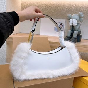 2023 Woman Furry Shoulder Bags designer bag winter handbag baguette luxury fur purse tote bag Medium Size 4 Colors Leather 5A