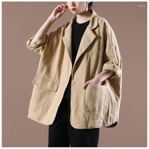 Frauen Anzüge Frühling Blazer Mantel Koreanische Version Lose Stil Single Button Einfarbig Langarm Elegante Casual Trend