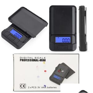 Vägande skalor Partihandel Hög Precision Mini Electronic Digital Pocket Scale Kitchen Nce Weight LCD Display 100g 200g 300g 500G/0,01G DHB5X