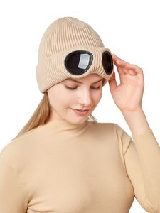 New Designer two Lens Glasses Goggles Beanies Men Knitted Hats Skull Caps Outdoor Women Uniesex Winter Beanie Bonnet 7 colour Y-23