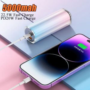 5000mah mini power bank 22.5w pd20w em dois sentidos carregamento rápido powerbank portátil carregador de bateria externa para iphone samsung xiaomi