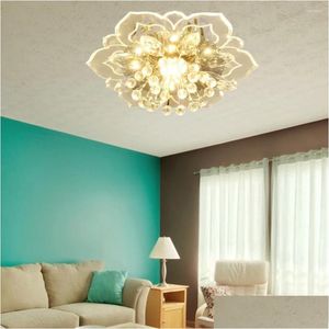 Lustres Lustres Flor Projetado 9W LED Teto de Cristal Pendurado Candelabro Decoração Lâmpada de Iluminação Drop Delivery Luzes Iluminação em Dhrid