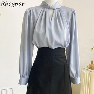 Kvinnors blusar Kvinnor långärmad Temper Office Lady Vintage French Elegant Pure Clothing Eesthetic Designer High Street Minimalistic Chic