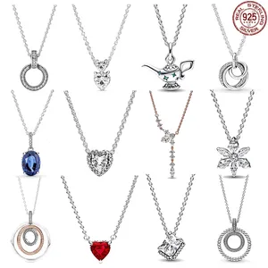 Pendants 925 Sterling Silver Ruby Love Crown Pendant Pumpkin Necklace Suitable For Women's Jewelry Original Charm Bead DIY Gift