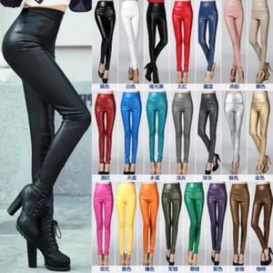 Women's Jeans Winter Warm PU Leather Leggings Women Pantalones High Waist Thermal Tights Stretchy Pants Lined Trousers