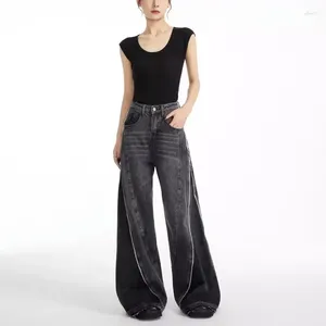 Kvinnors jeans wcfcx studio twill skarvad bred ben harajuku retro y2k lösa denim byxor punk stil baggy byxor gotiska 2023