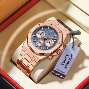 Wristwatches POEDAGAR Luxury Chronograph Watch For Men Sports Waterproof Luminous Stainless Steel Quartz Mens Watches reloj hombre 231027