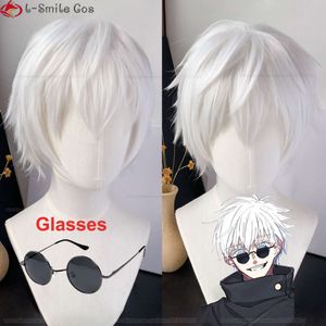 Catsuit Costumes Pre Styled Anime Jujutsu Kaisen Cosplay Sier White Gojo Satoru Wig Heat Resistant Synthetic Hair Wigs