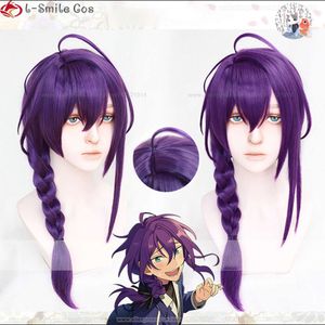 Costumi Catsuit Gioco ES Ensemble Stelle Cosply Ayase Mayoi 65 cm Treccia Viola Capelli resistenti al calore Parrucche Cosplay Anime + Protezione parrucca