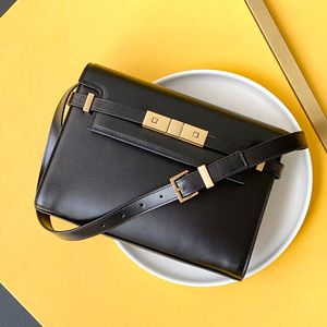 Luxury Manhattan äkta läder fyrkantiga slingväskor Kvinnkväll Designer Totes Fashion Cross Body Postman Bag Axel Travel Handväska Koppling Mens Satchel Väskor