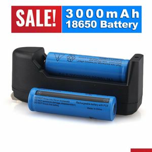 Batteries New 2X Battery 3000Mah 3.7V Brc Li-Ion Rechargeable For Flashlight Add Smart Charger Drop Delivery Electronics Batteries Cha Dht7W