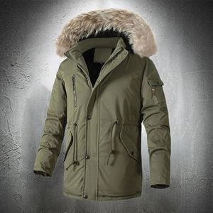 Men's Down Parkas Winter Jackets for Men with Fur Trim Hood Fashion Clothing Thicken Warm Outdoor Adjustable Waist Rope 231026