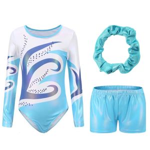 Gymnastiska ringar Kids Leotards för flickor Gymnastikutfits broderier Glitter Tumbling Shorts Bottoms Dane Wear 512y 231027