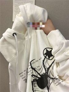 Designer de luxo Chaopai Clássico Americano Branco Suéter com Capuz para Mulheres Solto Encaixe Primavera e Outono Nicho Design Sentindo Preguiçoso Estudante Top Coat