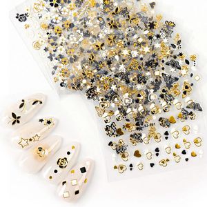 30 adesivi in ​​stile nail art 3d black gold fiori farfalla pressa su unghie accessori per lamina incantamenti per manicure derumi decorazioni artstickers decalcomanie nail art